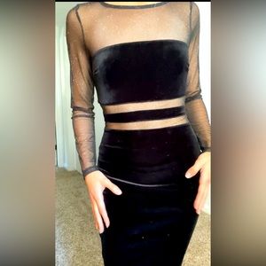 Black sparkly long sleeve mini dress